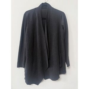 Eileen Fisher Womens Merino Wool Open Cardigan Black Size L XL Draped Minimalist